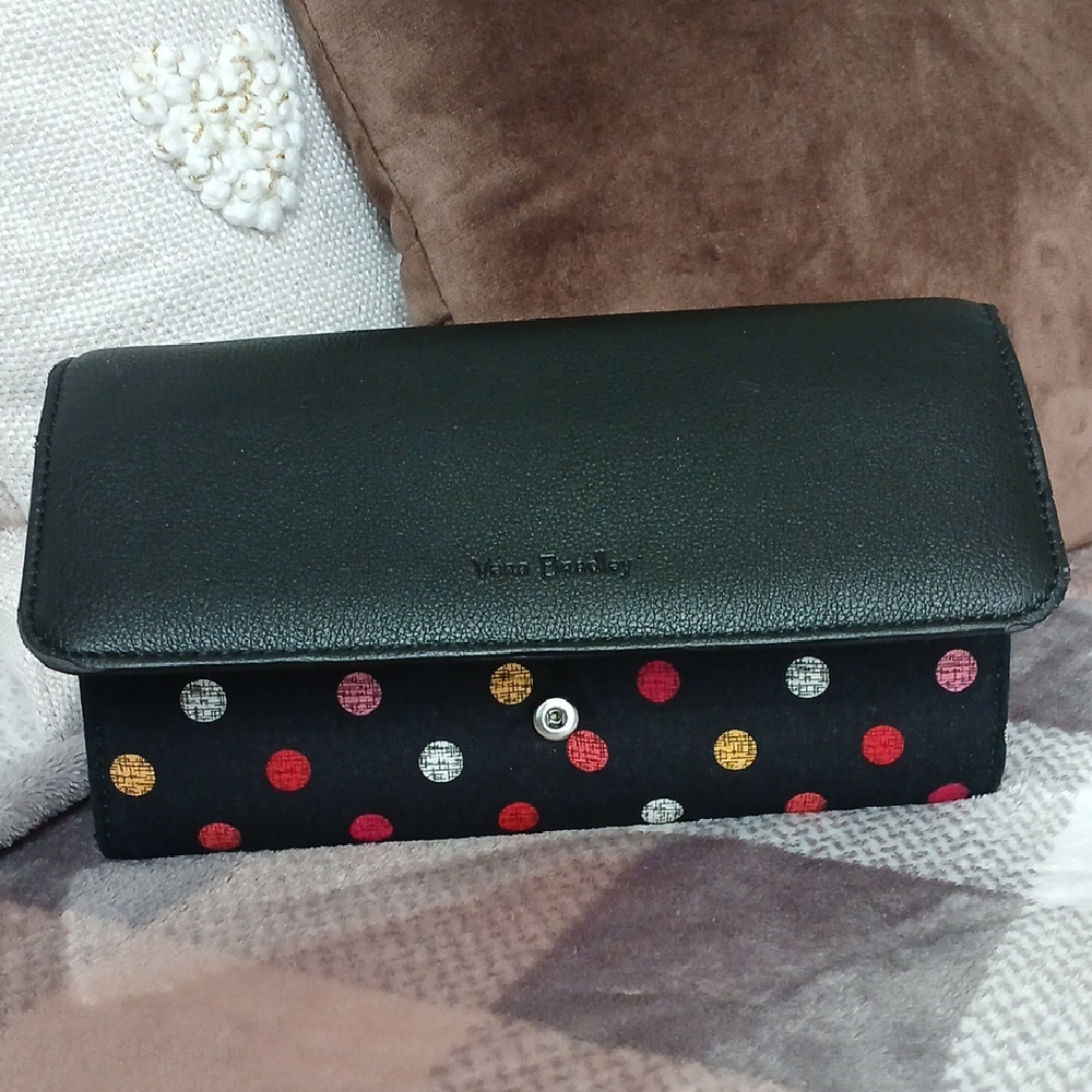 Vera Bradley Havana Rose Fabric/Faux Leather Polka Dot Wallet